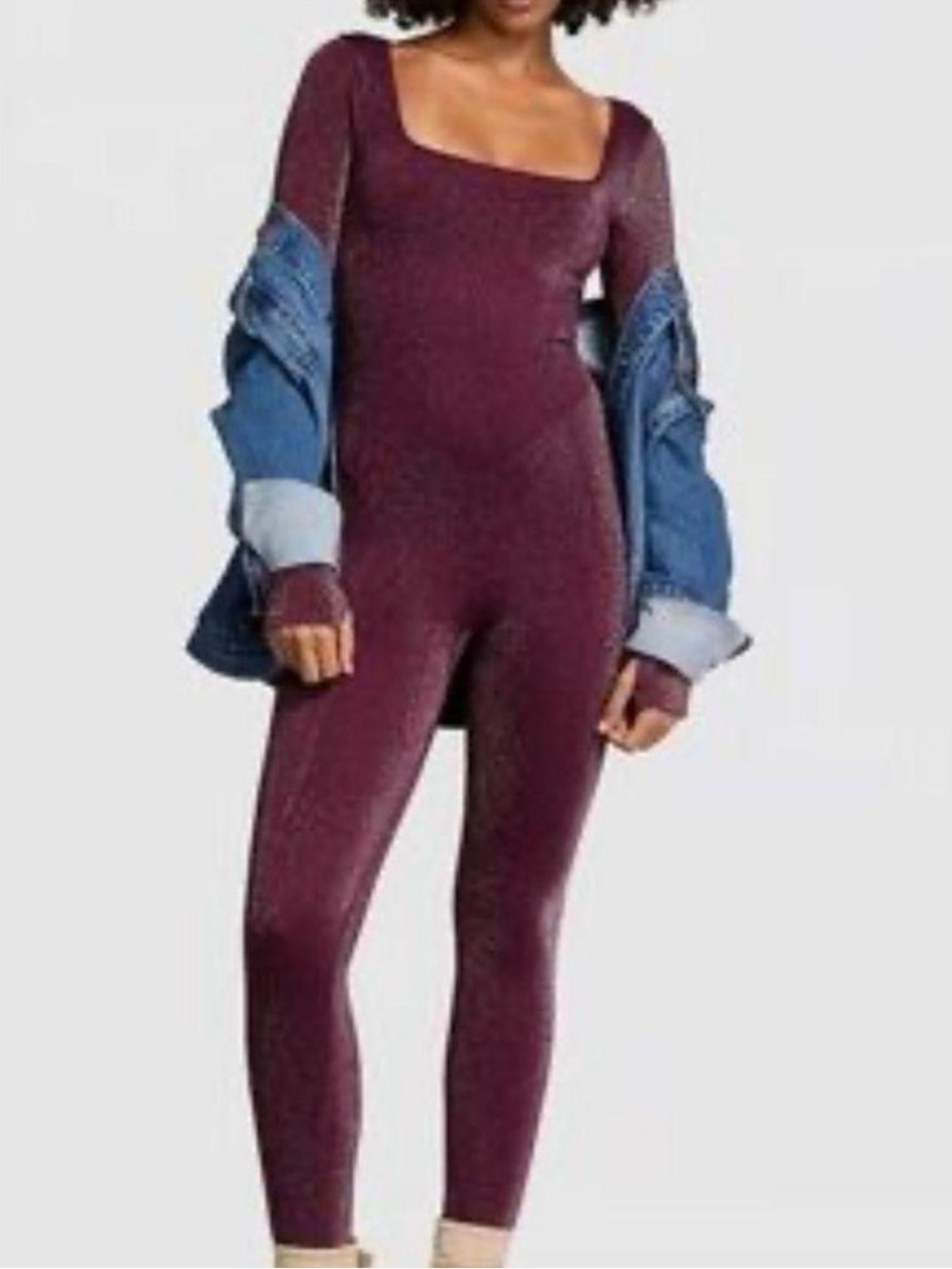 PINK Victoria's Secret Plum Square-Neck Jumpsuit (burgundy)$69.95 $25 td only
